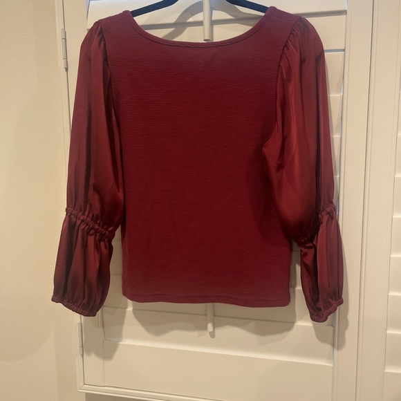 Maeve Red 3/4 Sleeve Tie Front Crop Blouse - Picture 6 of 7